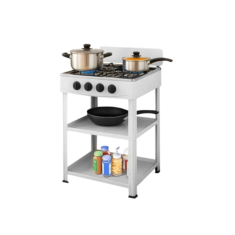 Cucina a Gas da Esterno con Supporto e 2 Ripiani Acciaio – Potente e Pratica