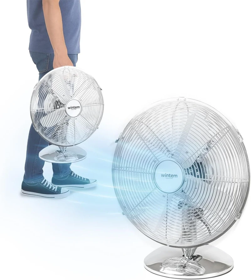 Ventilatore da Tavolo Moderno 40W Silenzioso - 3 velocità e Oscillazione