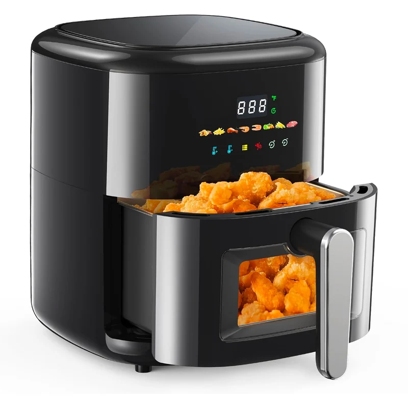Friggitrice ad Aria 6L Digitale Compatta 1350W 8 Programmi e Cestello Lavabile