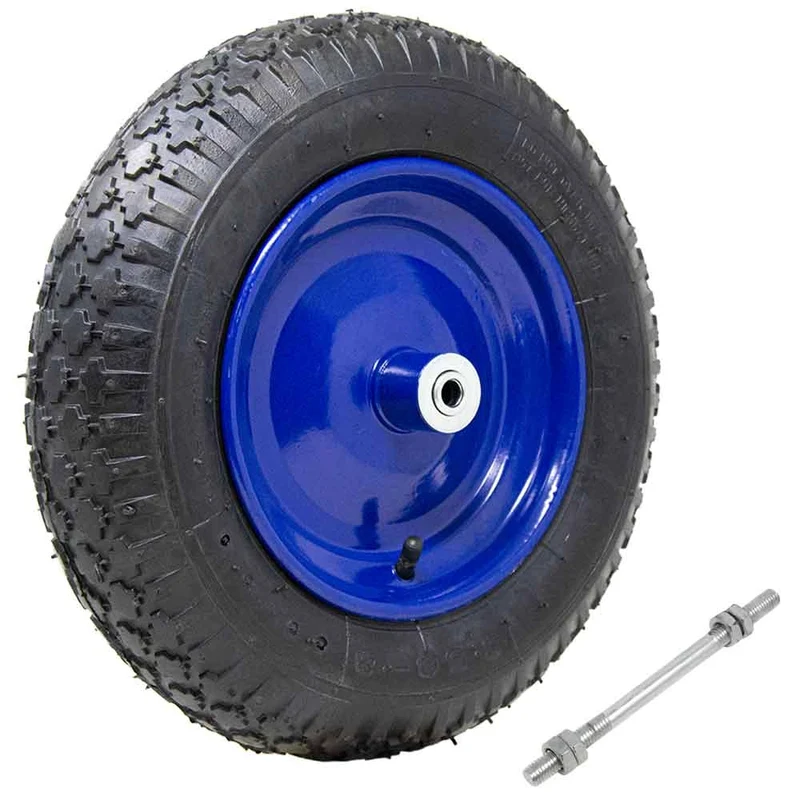 Ruota Pneumatica per Carriola 35 cm Gomma 3.50-8 + Asse Corto 170mm Incluso