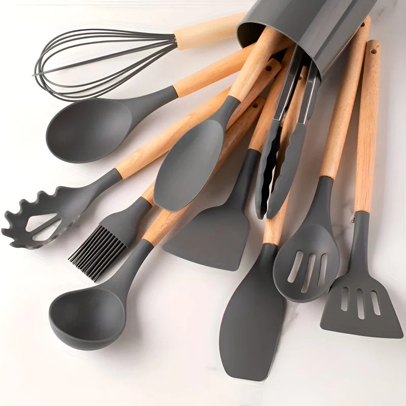 Safe silicone kitchen utensils without BPA – set of 12 pieces