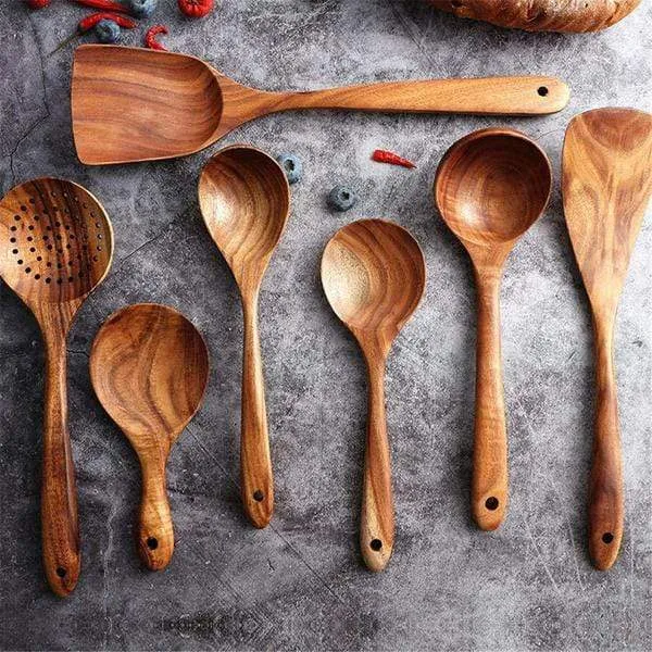 Food-grade wooden kitchenware - 7 sets