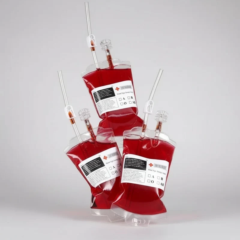 Halloween Blood Bag Party Decoration with Label and Filling Syringe