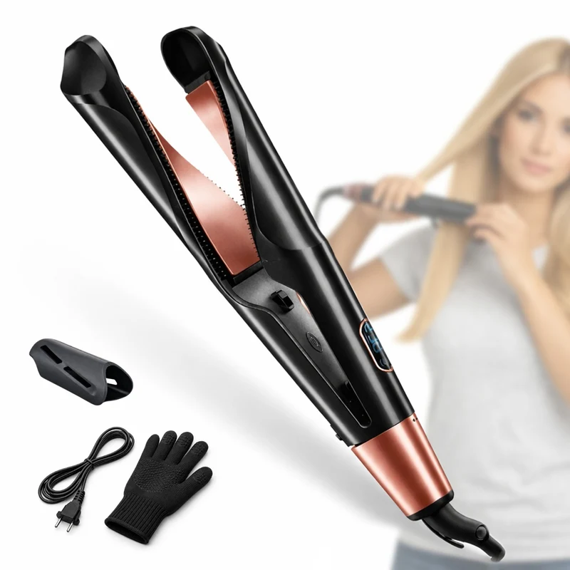 Piastra Capelli 2 in 1 Liscia e Arriccia con Temperatura Regolabile