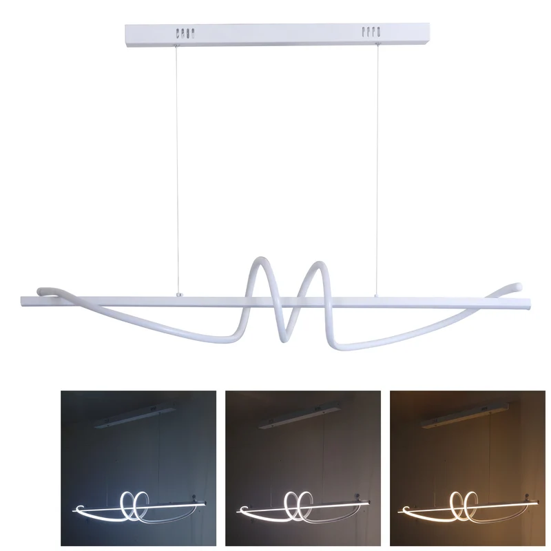 Lampadario LED Design Onde 65W con Cambio Luce Bianco e Argentato