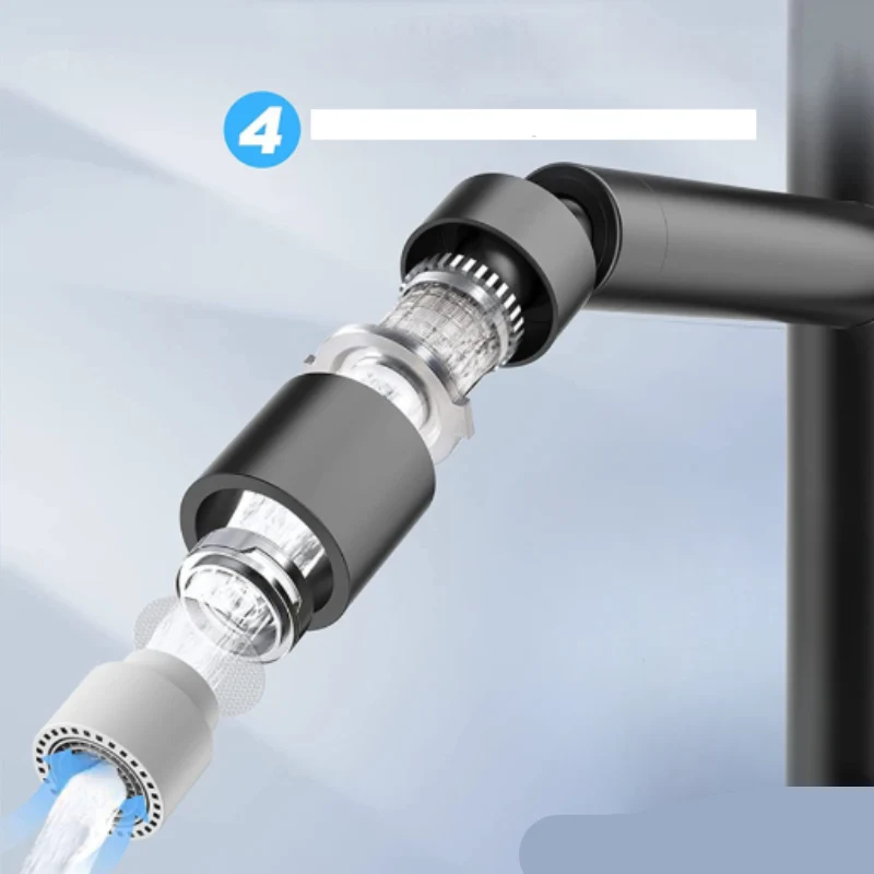 Kitchen faucet with 360° swivel spray head and flexible water flow control