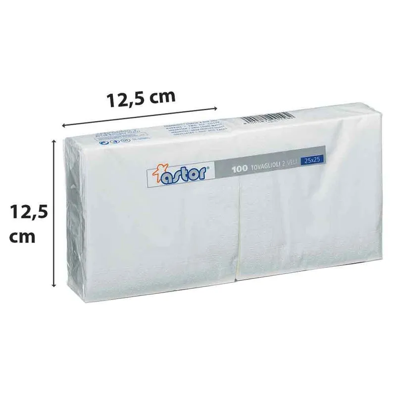 Tovaglioli 25x25 2 Veli 100pz Bianco