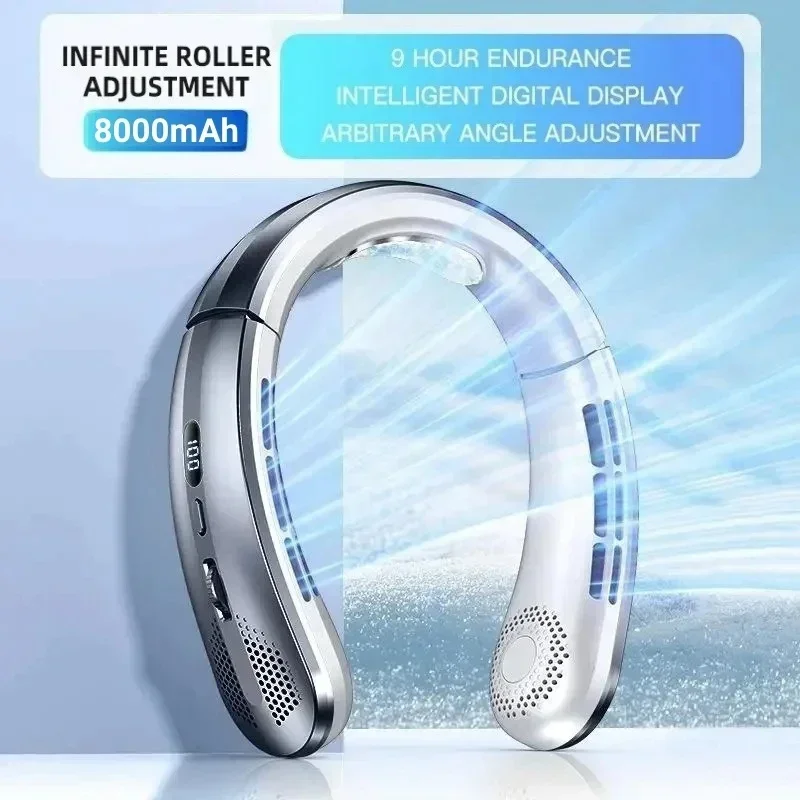 Portable Bladeless Neck Fan 8000mAh USB
