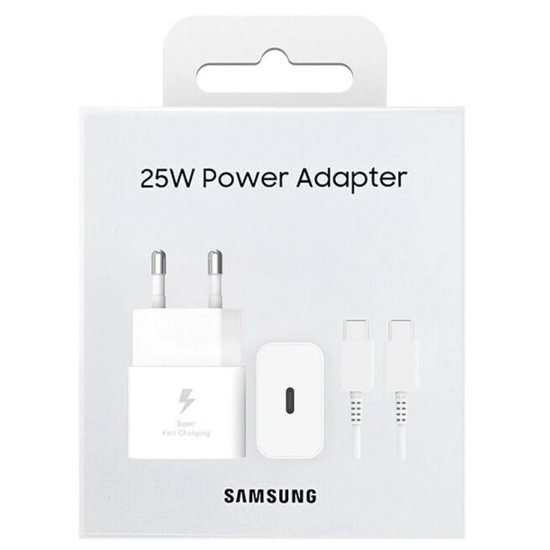 Samsung EP-T2510X Caricatore Originale da 25W, Porta USB-C - Caricabatterie (con Cavo), Bianco