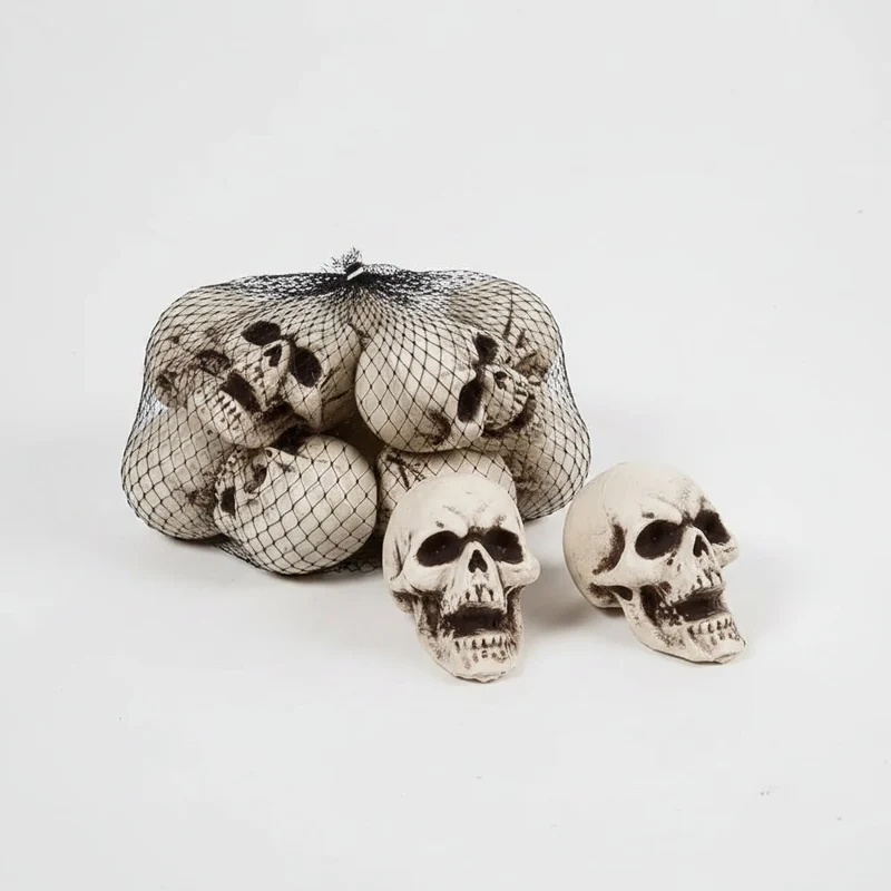 Halloween Skull Decorations Mini Set with a Matte Finish and Black Shading