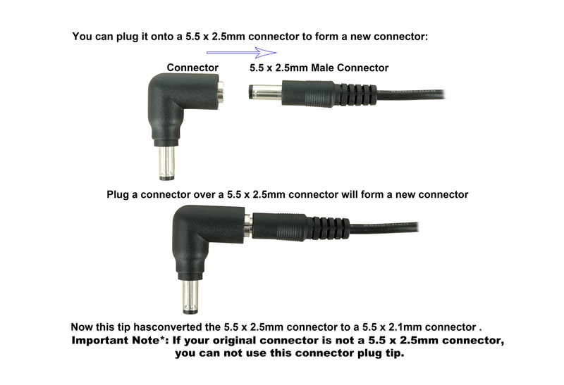 C3 DC-Netzteilanschlussspitze: 5,5 mm x 2,5 mm Buchse auf 5,5 mm x 2,1 mm Stecker