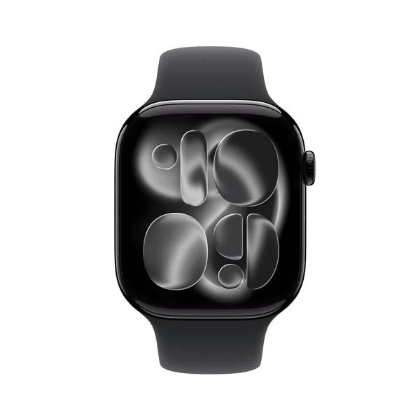 Aw s11 gps+cellular 46mm jet black aluminium case with black sport band - s/m - MFC24QL/A