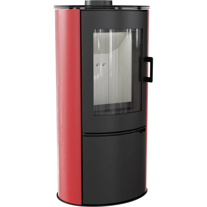Stufa a Legna 5,5/10,5KW Piastrellata in Acciaio Flig Paramount Rossa