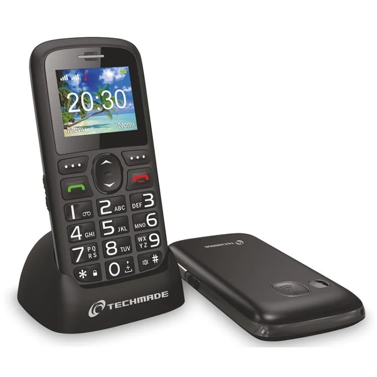 Techmade Big Button Senior Telefono Per Anziani Tasti Grandi Dualsim Colore Nero
