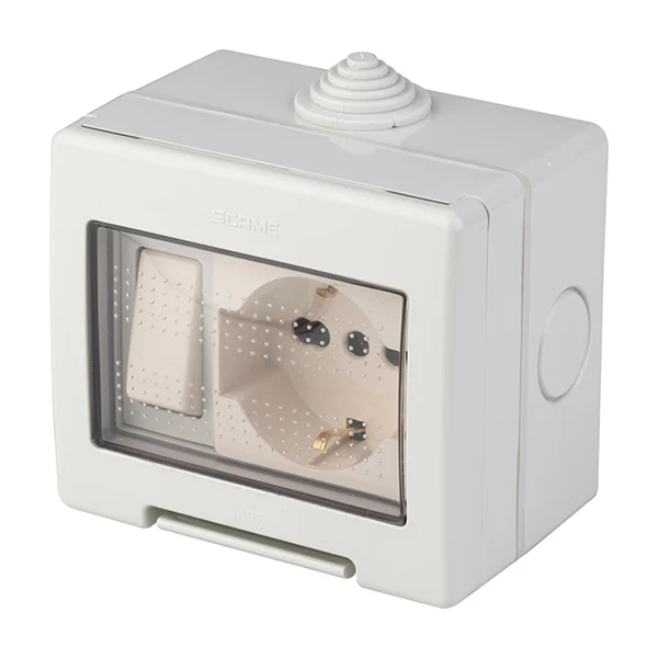 Deviatore+Presa 10a Grigio