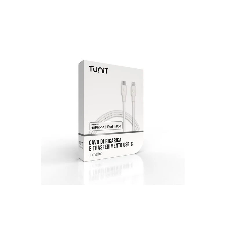 TUNIT TTCL01 cavo USB 1 m USB C USB C/Lightning Bianco