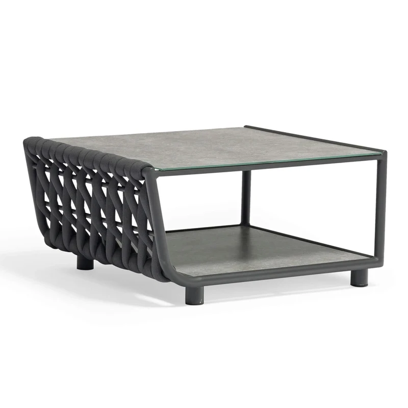 Tavolino per Salotto da Giardino in Alluminio Textilene Poliestere cm 71x81x40 - ZED