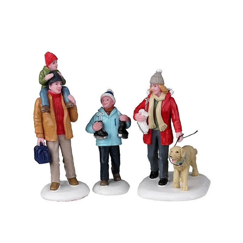 Set 3 pezzi soggetti pattinaggio in famiglia | Lemax