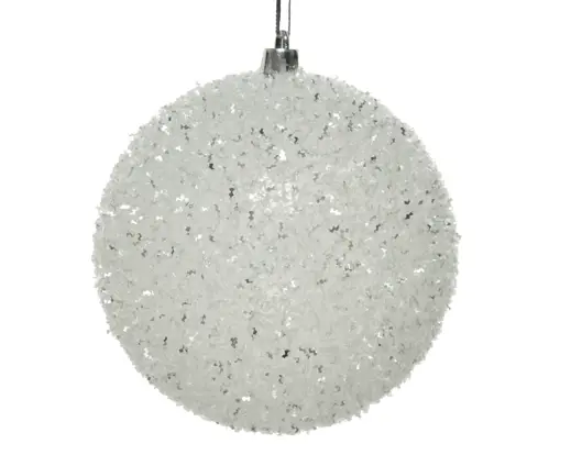 Sfera Natalizia Effetto Ghiaccio e Glitter Ø 10 cm Bianco/Silver | Kaemingk