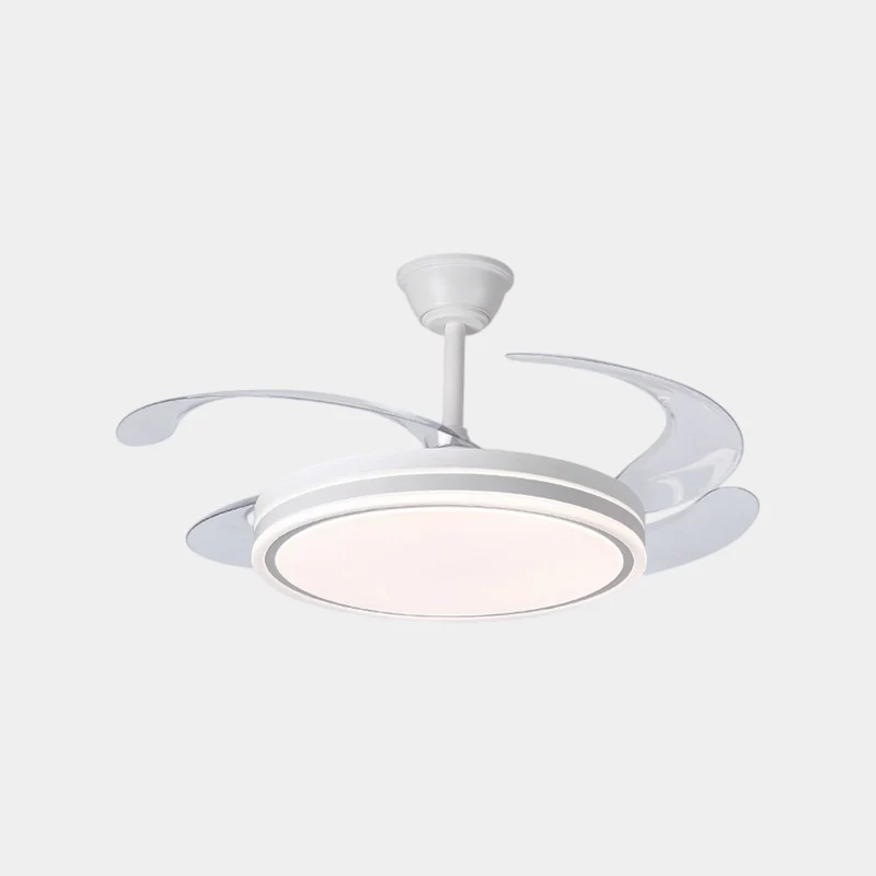 White Ceiling Fan Light Quiet with Retractable Blades