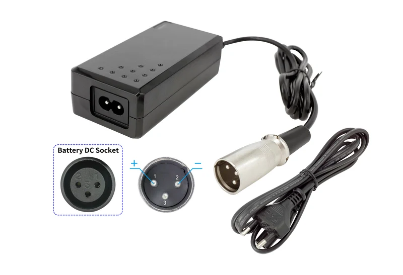 2A 29,4V Ladegerät für 24V E-Bike-Akkus mit XLR-3 Stecker