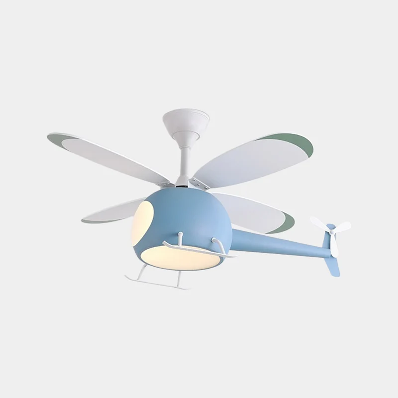 Helicopter Ceiling Fan Light for Kids Room, 4 Blades