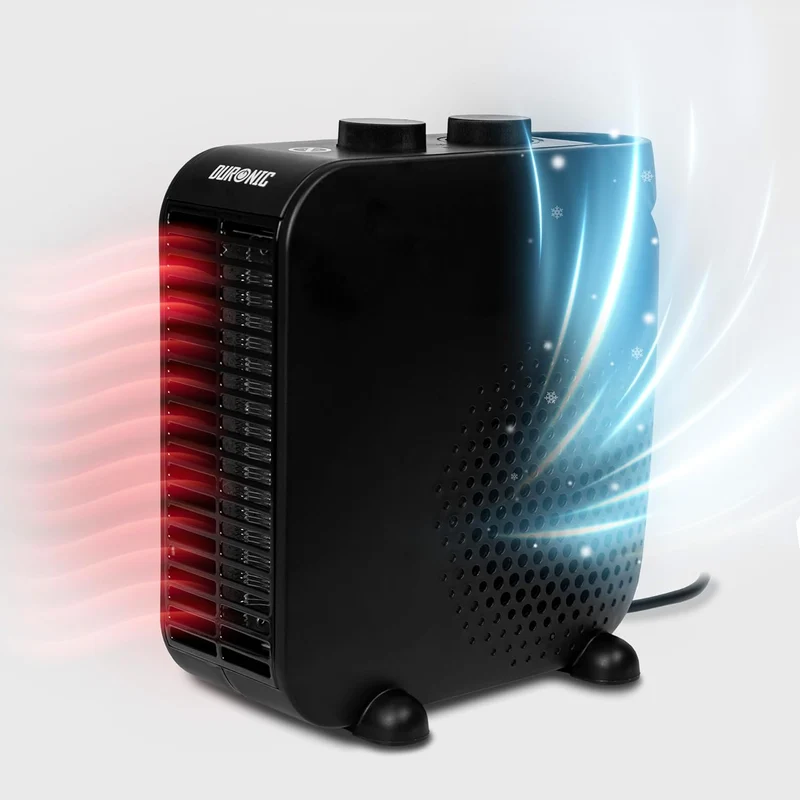 Duronic HV21 Termoventilatore Elettrico 2000W, 1200W/2000W, Stufetta Elettrica con Funzione Aria Fredda, Uso Verticale o Orizzontale, Protezione da Surriscaldamento, Stufa Portatile Casa Ufficio