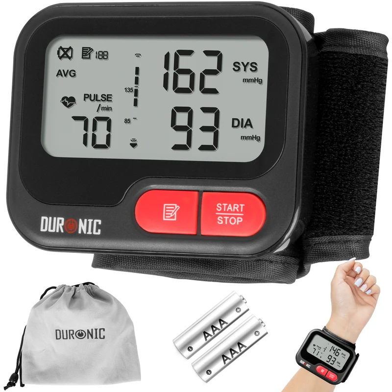 Duronic BPM65 BK Misuratore Pressione da Polso Digitale Automatico, Sfigmomanometro Portatile, Display Retroilluminato, Memoria, Rilevazione Aritmie, Misura Pressione Arteriosa, Battito, Nero