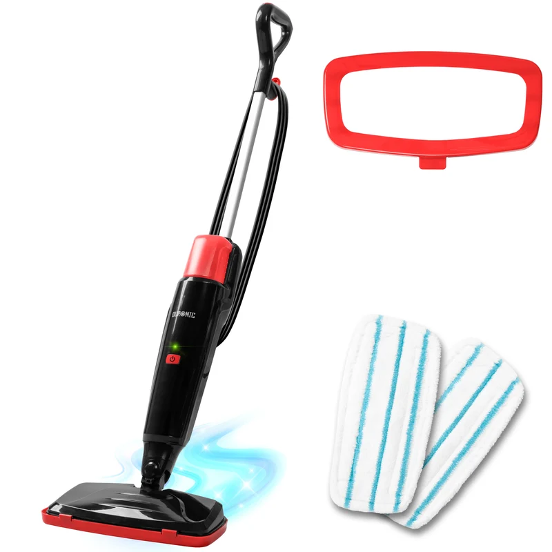 Duronic STM15 BK Scopa a Vapore 1500W, Lavapavimenti Senza Detergenti, Pulitore a Vapore per Pavimenti e Tappeti, Serbatoio 500 ml, Igienizza ed Elimina Batteri, Cavo 7 m, Nero