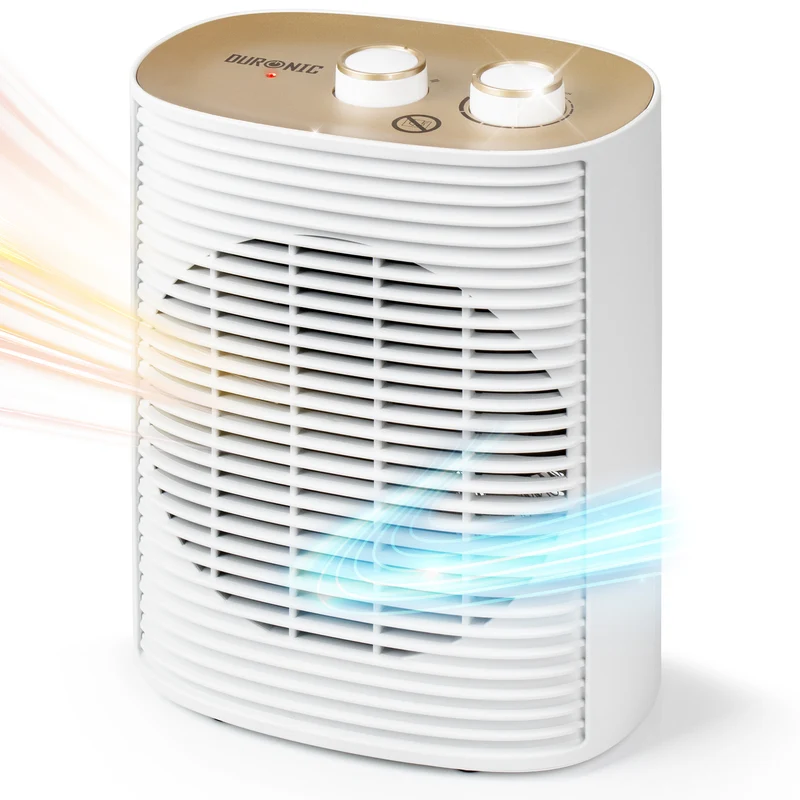 Duronic HV32 WE Stufetta Elettrica Portatile 2000W, Termoventilatore Compatto Silenzioso, 3 Modalità, Termostato Regolabile, Protezione Anti-Ribaltamento, Mini Heater per Casa e Ufficio