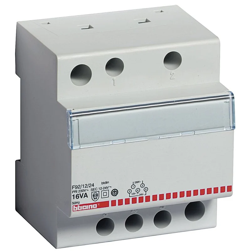 Trasformatore di Sicurezza Monofase 230/12-24V SELV Bticino BTDIN – F90/F94