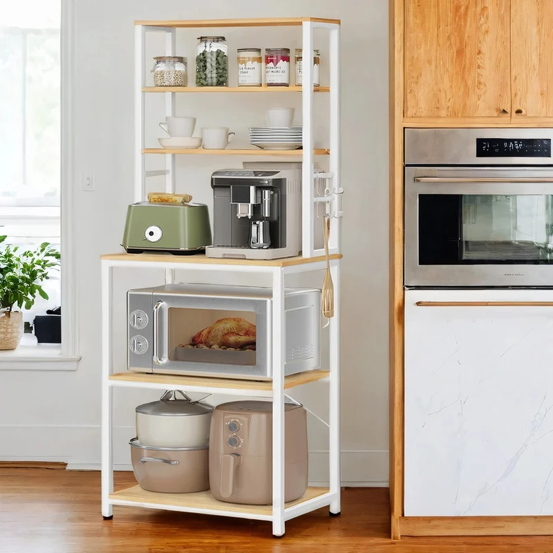 Scaffale da Cucina per Forno a Microonde con Ganci
