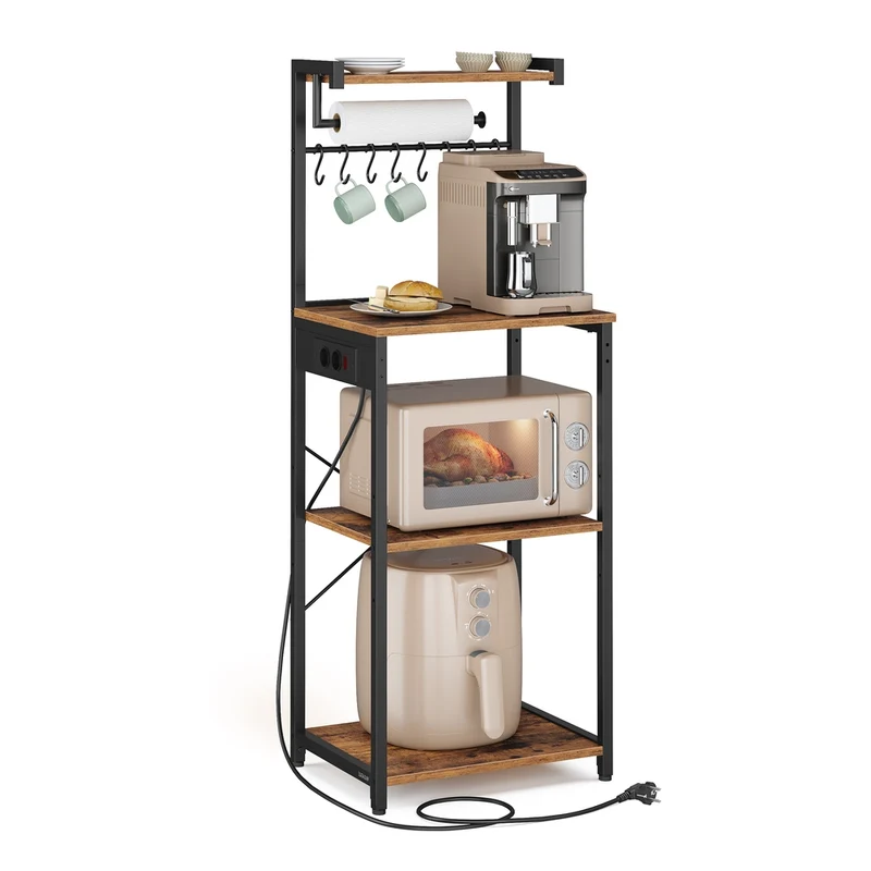 Scaffale da cucina con ripiani e ganci per elettrodomestici