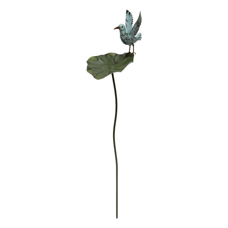 Pick Decorativo Foglia con Uccellino in Metallo