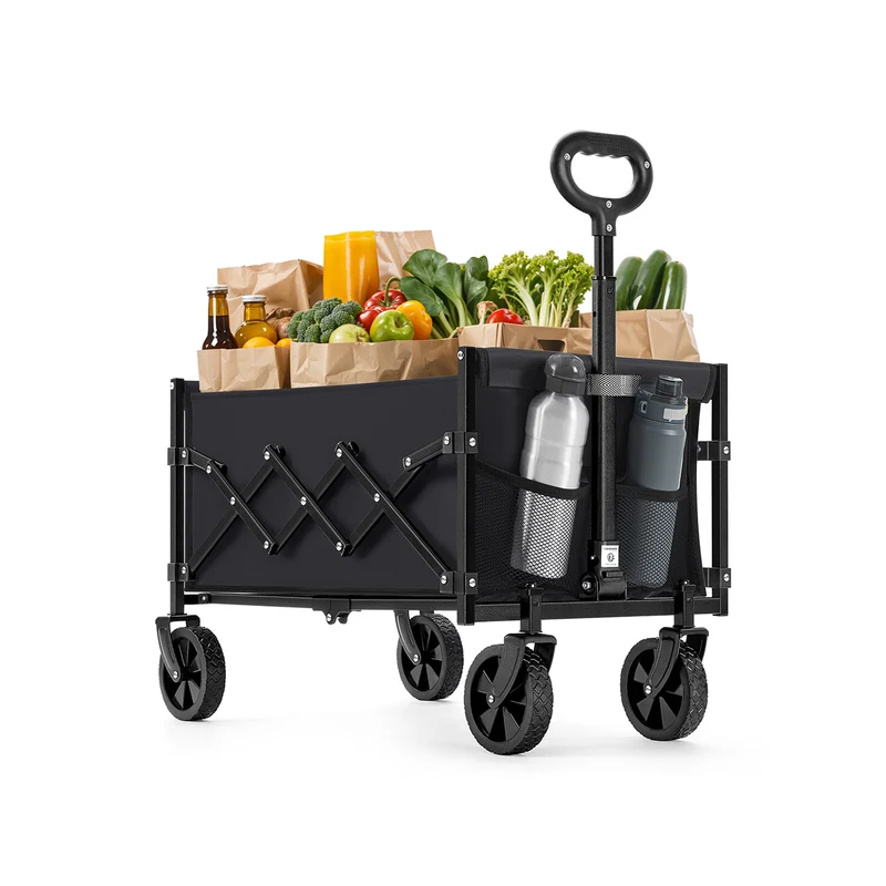 Carrello Pieghevole da Giardino con Manico e Ruote Rinforzate
