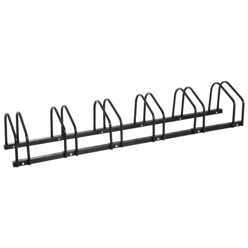 EasyComfort Rastrelliera Portabiciclette Parcheggio per 6 Biciclette in Acciaio, 179x33x27 cm, Nero