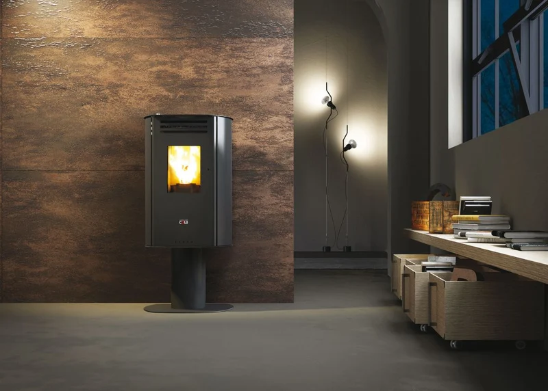 Stufa a Pellet Anselmo Cola mod. VISION HR 6,33 kW Wi-Fi vari colori disponibili - NOVITA' piedistallo optional Corten