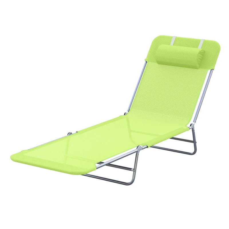 Easycomfort Lettino Prendisole Pieghevole con Schienale Reclinabile e Cuscino, 182x56x24.5cm