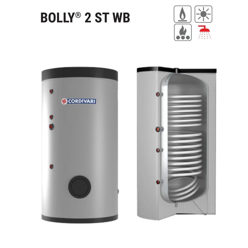 Bollitore Polywarm Cordivari Modello BOLLY 2 ST WB 300 Per Produzione Di ACS Con 2 Scambiatori Fissi