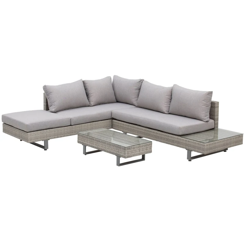 Easycomfort Salotto da Giardino, Set Divani da Esterno con Tavolino da Giardino, Mobili da Giardino in Rattan Grigio