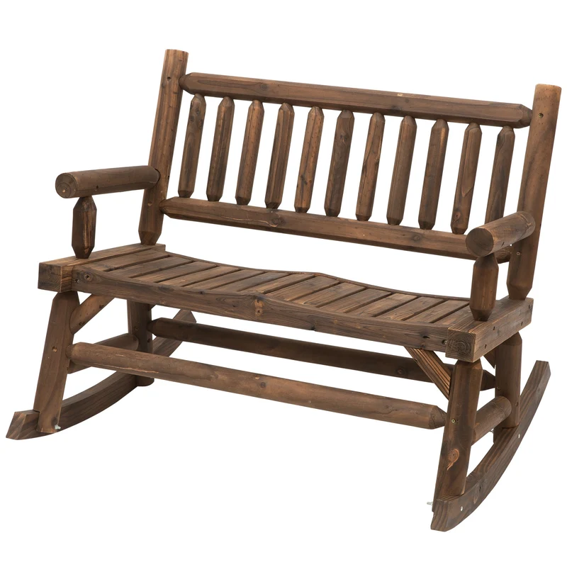 EASYCOMFORT Panchina a Dondolo 2 Posti in Legno di Abete, Design Rustico, per Esterni, 112x67x93cm, Peso Massimo 250 kg