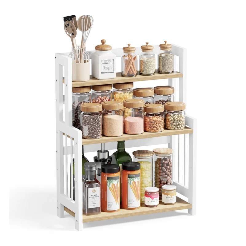 Scaffale per Spezie con Cornice in Bambù per Cucina Sala da Pranzo