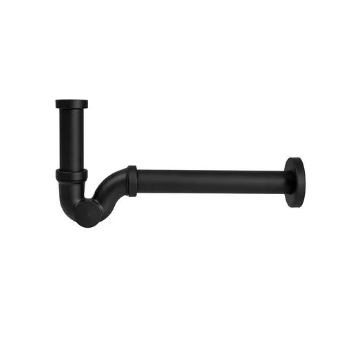 Sifone Scarico a S in Ottone per Lavabo Ghidi 11 x 4 Nero Opaco