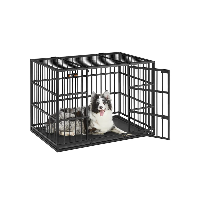 Gabbia per Cani 107 x 70 x 75 cm per Cani Media e Grande Nero