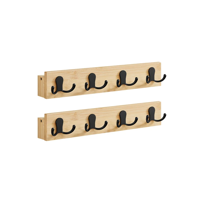 Attaccapanni da Muro con 4 Ganci Doppi in Metallo Beige Naturale