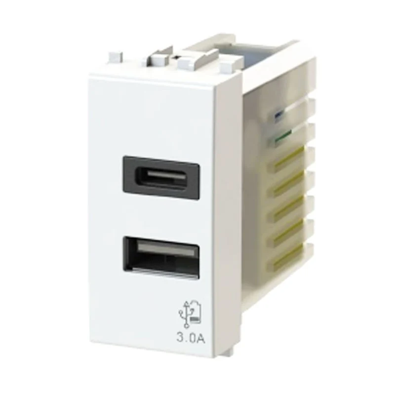 Presa USB 4Box 3.0A Tipo A e C per Vimar Arké Bianca – 4B.V19B.USB.30