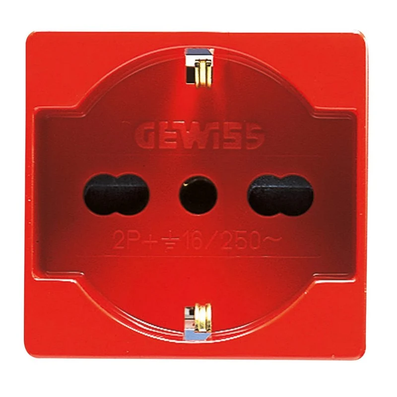 Presa Bivalente Italiano/Tedesco P40 Gewiss System 16A 250V Rossa – GW20296