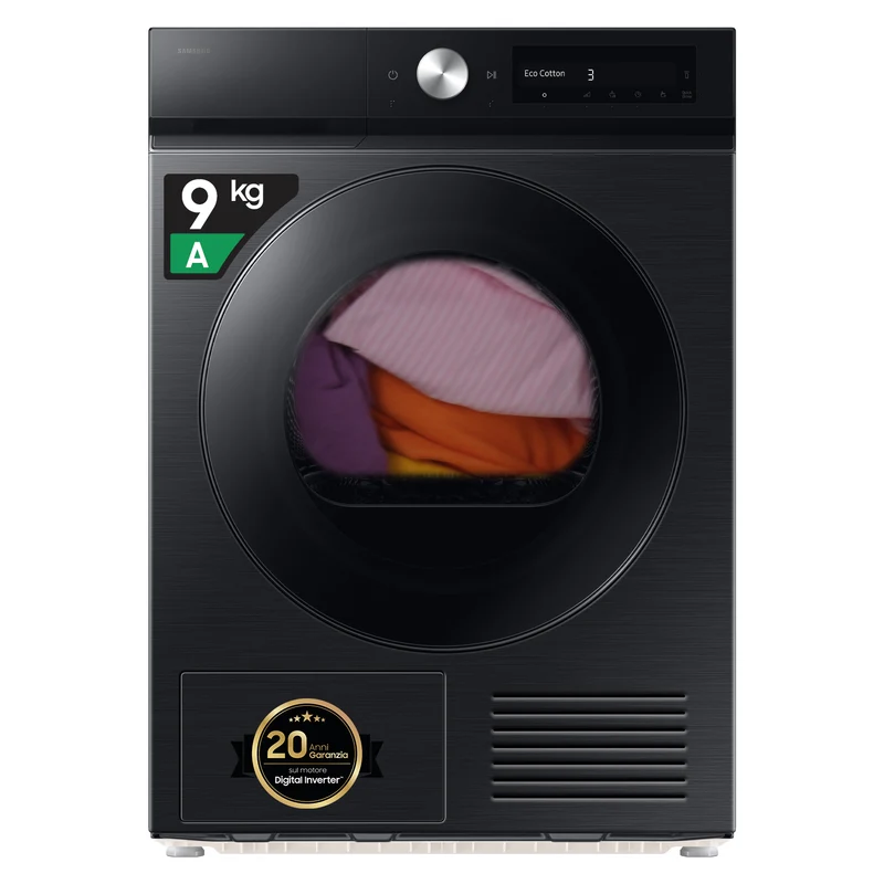 Asciugatrice Libera Installazione Caricamento Frontale Samsung BeSpoke AI DV90DB7845GBU3 9 Kg Nero Classe A