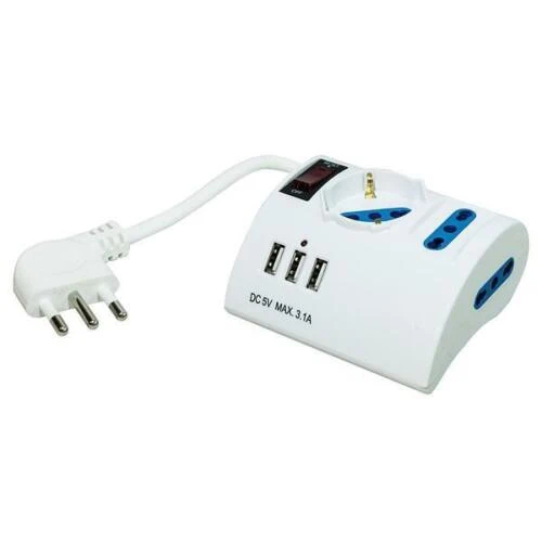 Multipresa da Tavolo Life con Cavo 1,5 m e 3 Prese USB – 38.1030422U