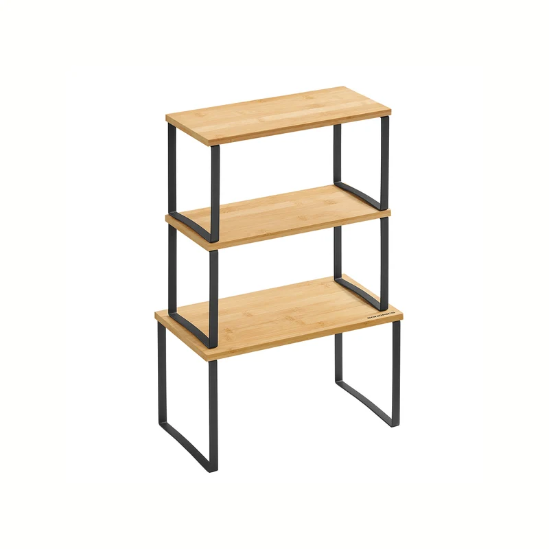 Set di 3 Scafali da Banco Organizzatori da Cucina Bianco e Beige